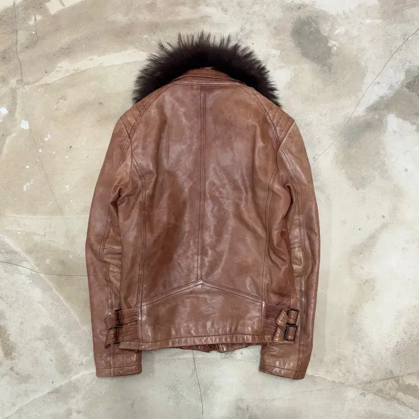 [BUNJANG] Tornado Mart Lambskin Leather Jacket with Detachable Fur Collar (Size M) / [M] Tornado Mart Lambskin Leather Jack