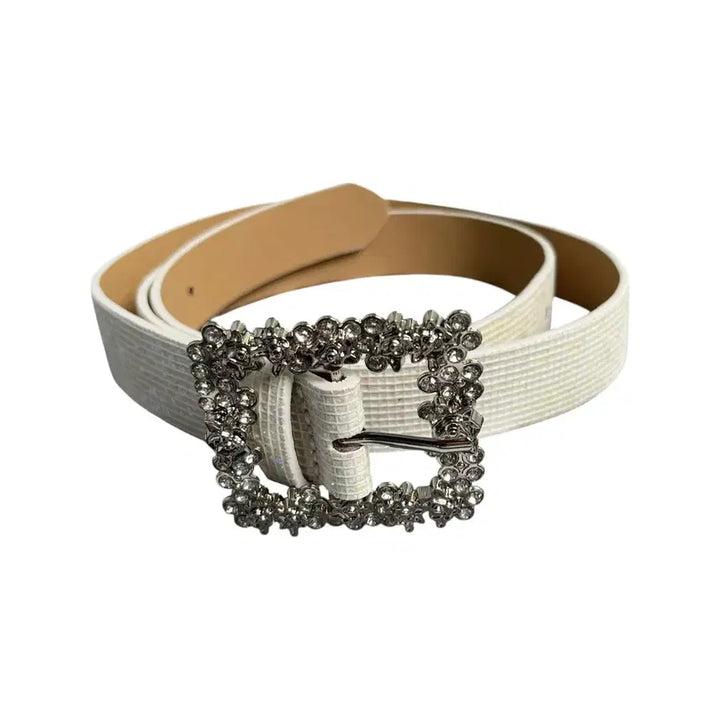 [BUNJANG] Vintage Rhinestone Belt White / Vtg 큐빅 벨트 화이트