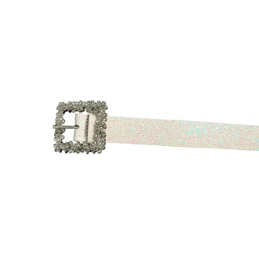 [BUNJANG] Vintage Rhinestone Belt White / Vtg 큐빅 벨트 화이트
