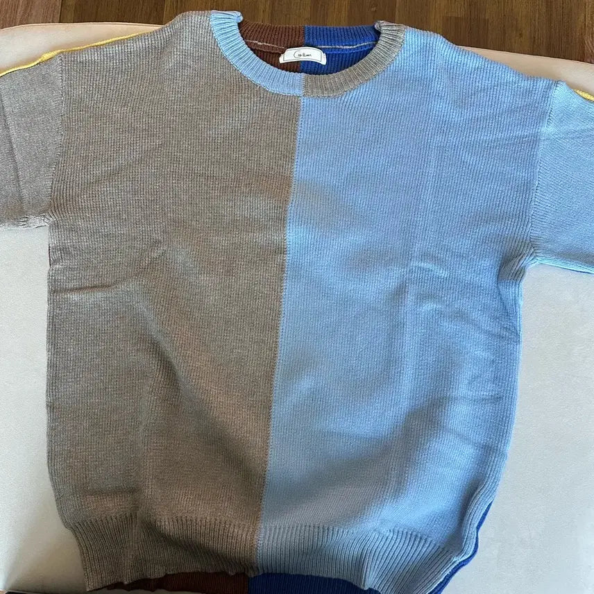[BUNJANG] Color Block Knit Sweater / 새옷) 여자 컬러배색 니트