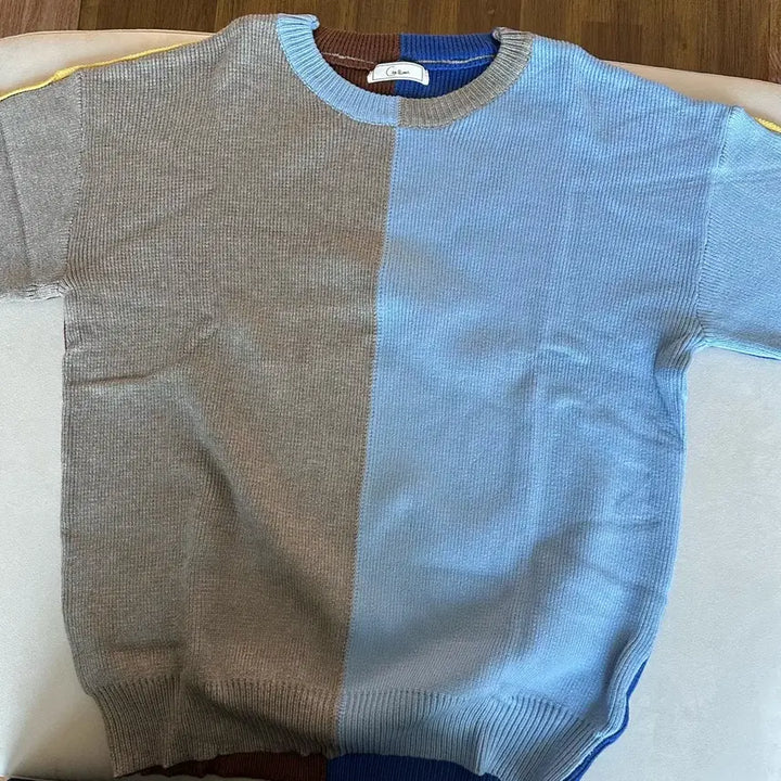[BUNJANG] Color Block Knit Sweater / 새옷) 여자 컬러배색 니트