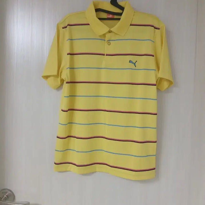[BUNJANG] Puma Yellow Stripe Short Sleeve Polo T-Shirt / 푸마 옐로우 스트라이프 반팔 카라티