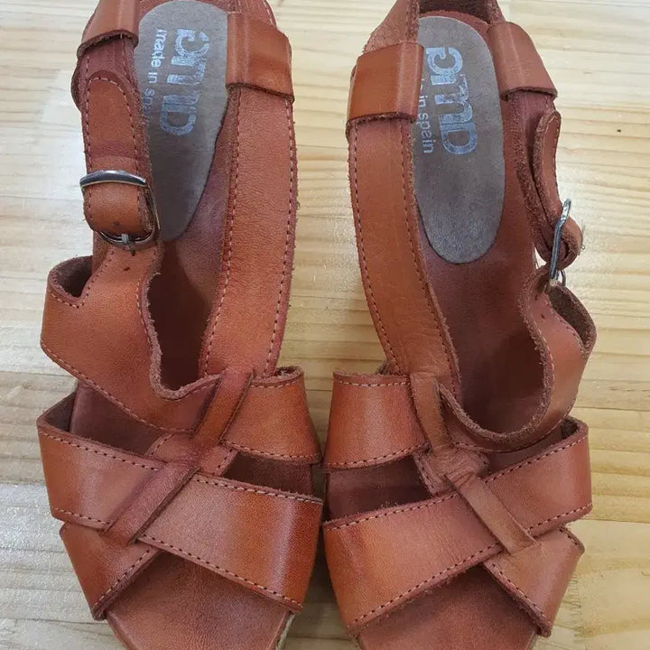[BUNJANG] GMD Natural Leather Espadrille Platform Sandals / 스페인 GMD 천연가죽 스트랩 샌들 38(240-245)