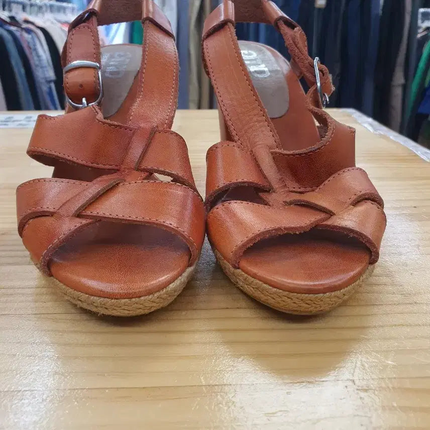 [BUNJANG] GMD Natural Leather Espadrille Platform Sandals / 스페인 GMD 천연가죽 스트랩 샌들 38(240-245)