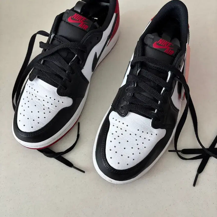 [BUNJANG] Nike Air Jordan 1 Low Black White Red / 나이키 에어조던1 로우 블랙화이트레드