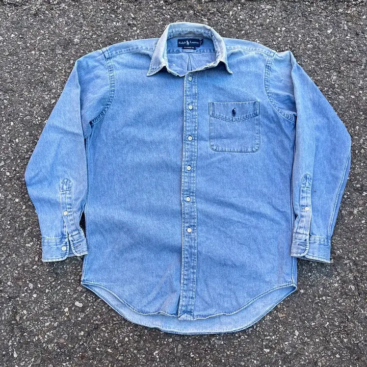 [BUNJANG] Polo Ralph Lauren 90s Heavy Cotton Denim Overshirt / 폴로 랄프로렌 90s 헤비코튼 데님 오버셔츠