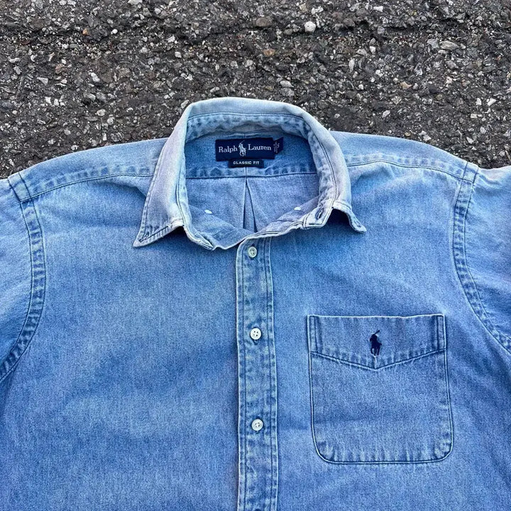 [BUNJANG] Polo Ralph Lauren 90s Heavy Cotton Denim Overshirt / 폴로 랄프로렌 90s 헤비코튼 데님 오버셔츠
