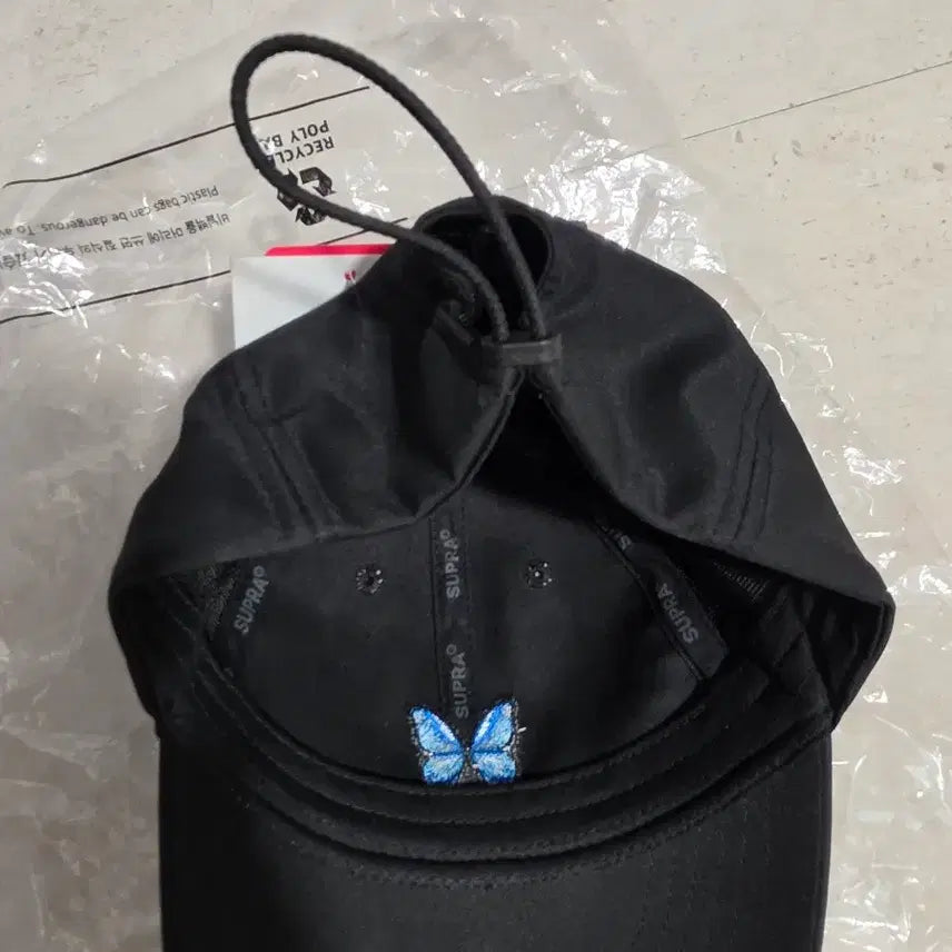 [BUNJANG] Supra Blue Butterfly Black Ball Cap Hat / (새상품) 수프라 블루 나비 블랙 볼캡 모자