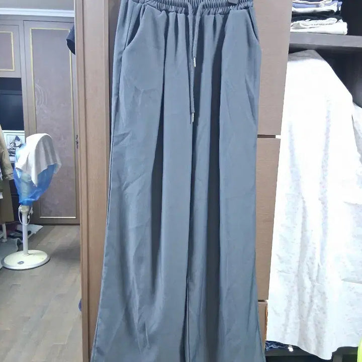 [BUNJANG] Grey Wide Banding Pants (One Size) / 그레이 와이드 밴딩 팬츠(프리)