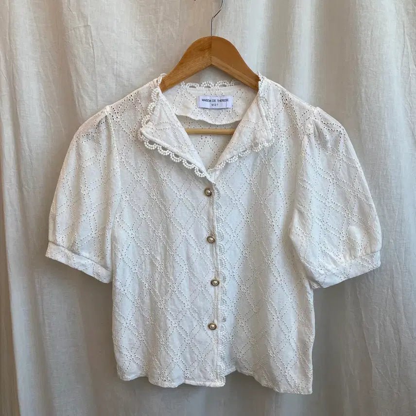 [BUNJANG] Lace Short-Sleeve Blouse Jacket (Medium) / 레이스 반팔블라우스자켓(M)