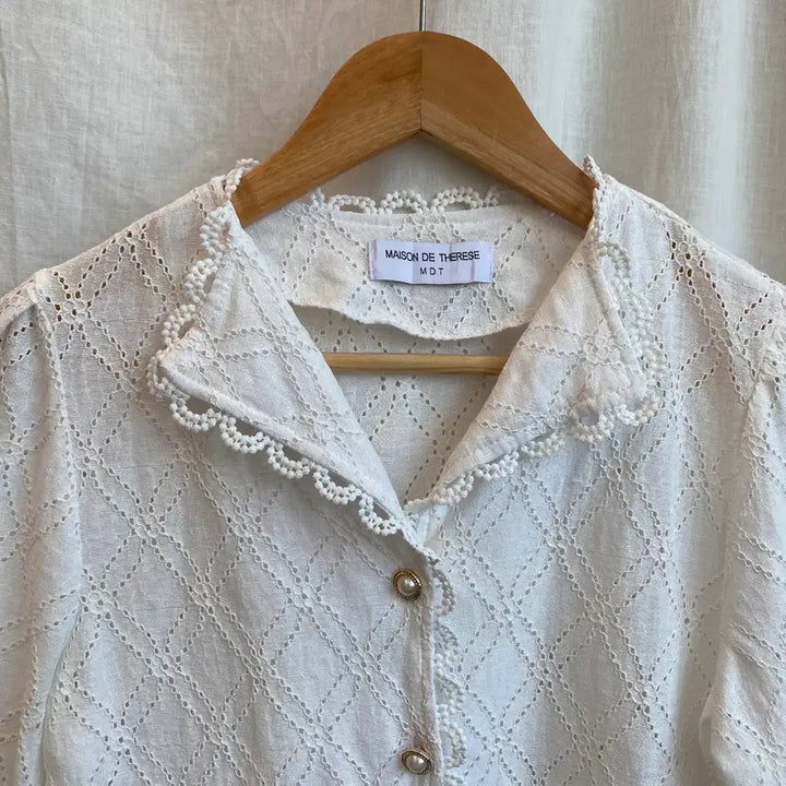 [BUNJANG] Lace Short-Sleeve Blouse Jacket (Medium) / 레이스 반팔블라우스자켓(M)