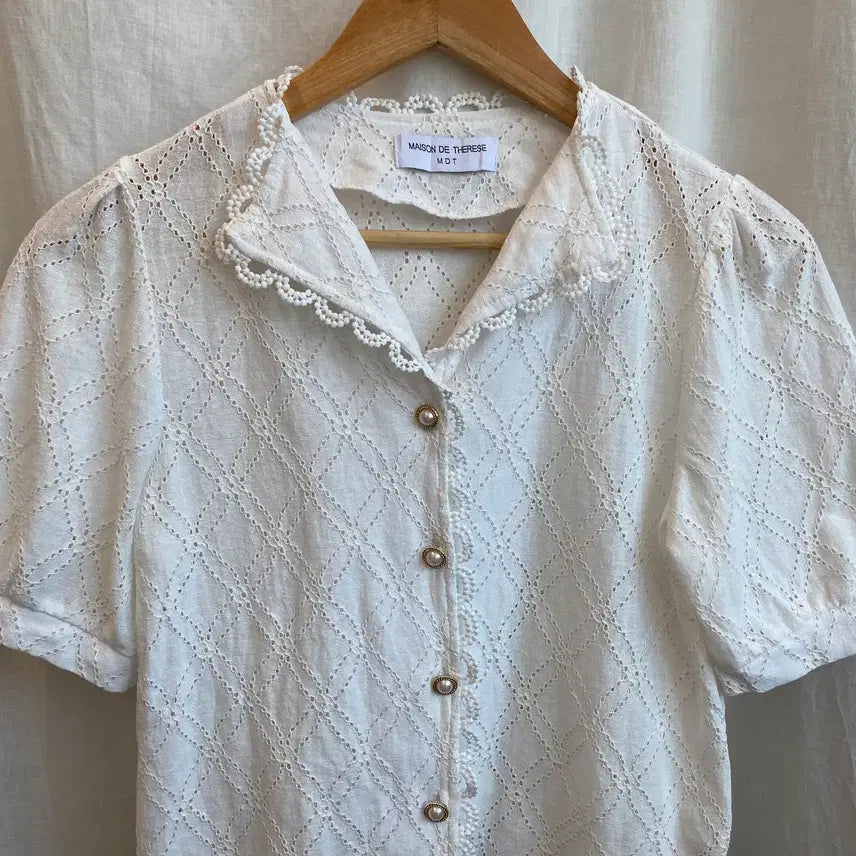 [BUNJANG] Lace Short-Sleeve Blouse Jacket (Medium) / 레이스 반팔블라우스자켓(M)