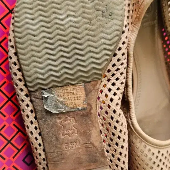 [BUNJANG] Tory Burch Punching Leather Flat Shoes Beige / 토리버치 펀칭 레더 플랫슈즈 베이지6.5