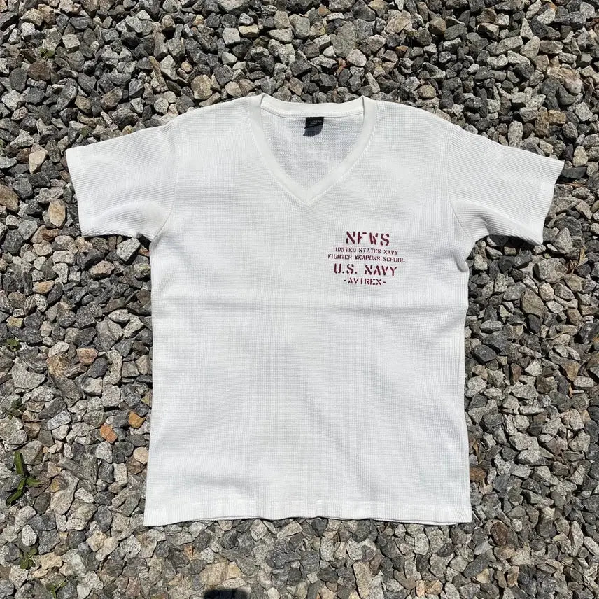[BUNJANG] AVIREX U.S.NAVY Waffle V-Neck T-Shirt / AVIREX U.S.NAVY 와플 티셔츠(실측확인)