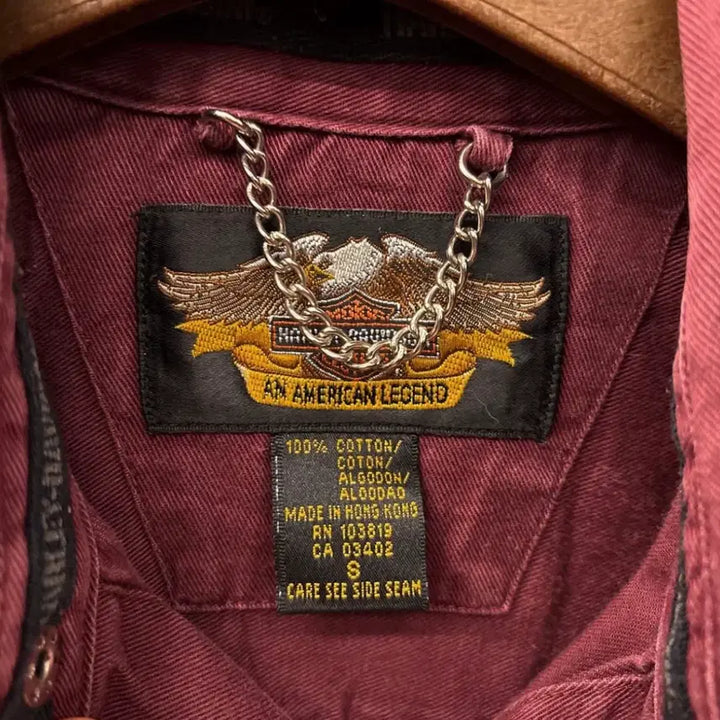 [BUNJANG] Harley-Davidson 00s Burgundy Heavy Cotton Work Shirt Snap Button / 00s 할리데이비슨 헤비코트 버건디 워크셔츠 스냅버튼 N959