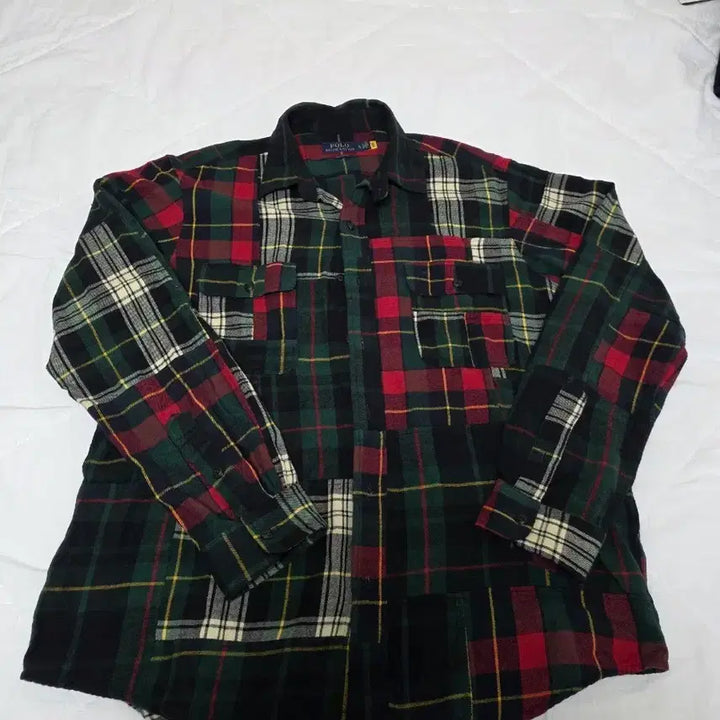 [BUNJANG] Polo Ralph Lauren Patchwork Flannel Shirt XL / 폴로 랄프로렌 패치워크 플란넬 셔츠