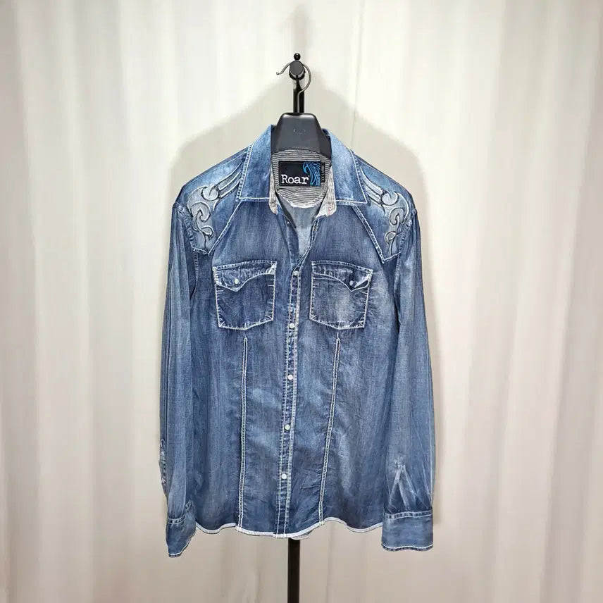 [BUNJANG] ROAR Western Denim Shirt XXL / (택포) ROAR 웨스턴 데님셔츠 XXL B882