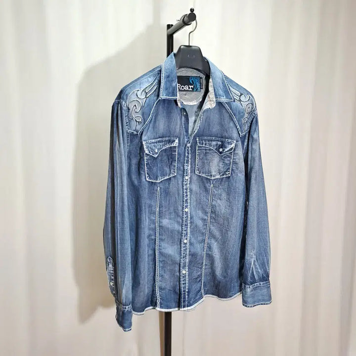 [BUNJANG] ROAR Western Denim Shirt XXL / (택포) ROAR 웨스턴 데님셔츠 XXL B882