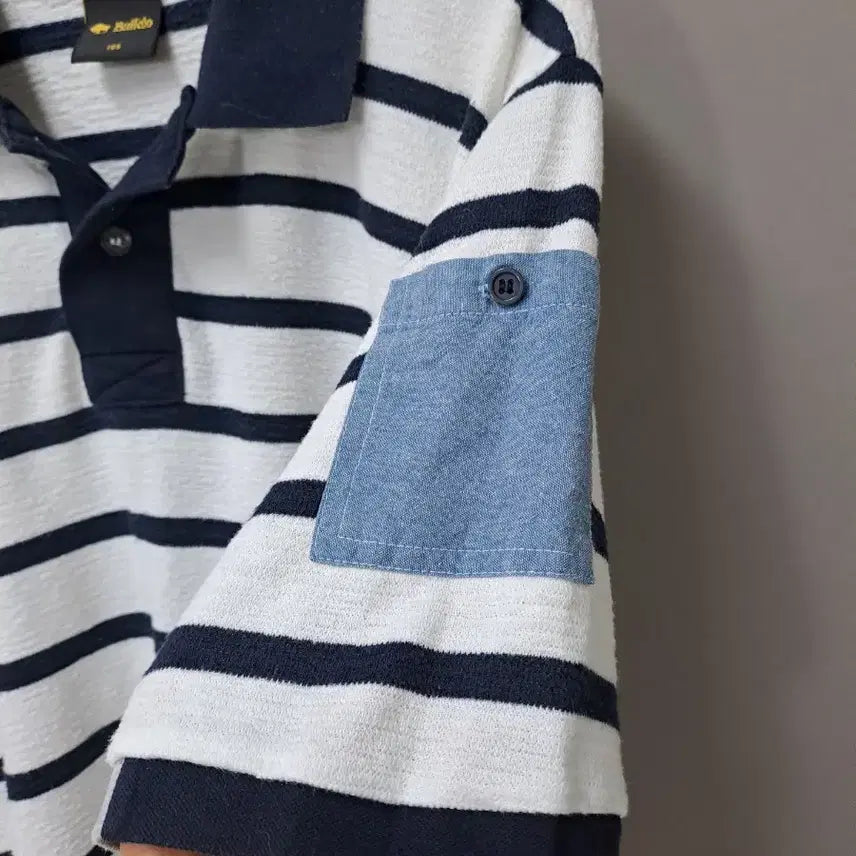 [BUNJANG] Buffalo Stripe Short-Sleeve Polo T-Shirt / 버팔로 스트라이프 반팔 카라티