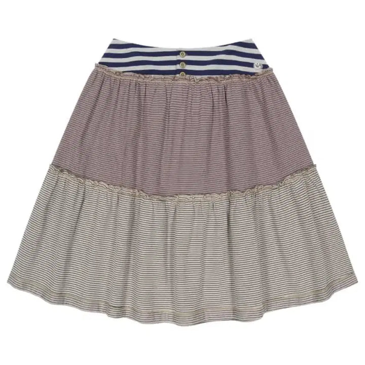 [SOLD OUT] 코이세이오 컬러드 스트라이프 미디 스커트 그레이 베이지