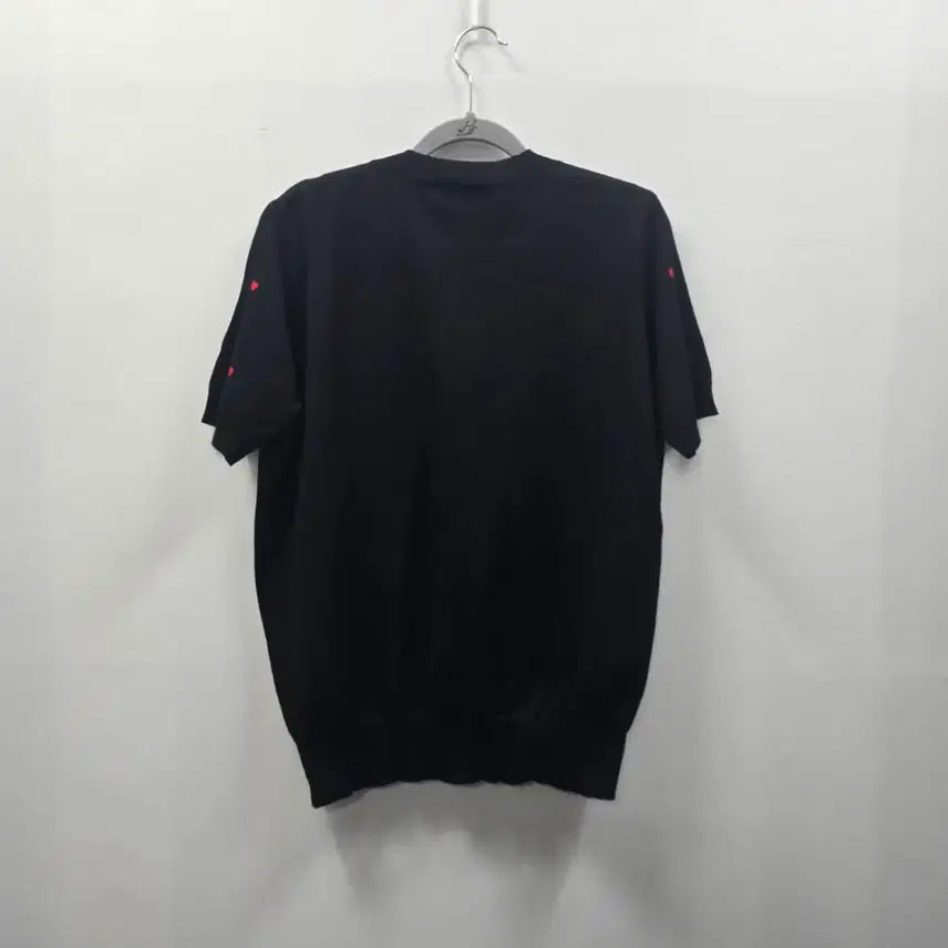 [BUNJANG] Mengmengjia Black Heart Short Sleeve Knit / 0260 mengmengjia 블랙 하트 반팔 니트