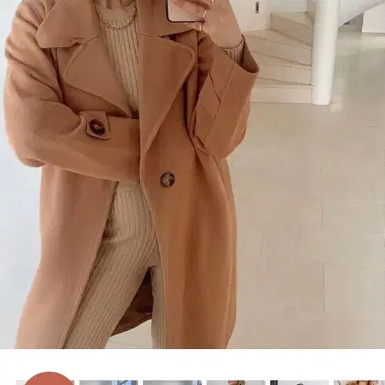 [BUNJANG] Esther &amp; Co. Camel Double-Button Wool Coat / 에스더앤코 카멜 코트