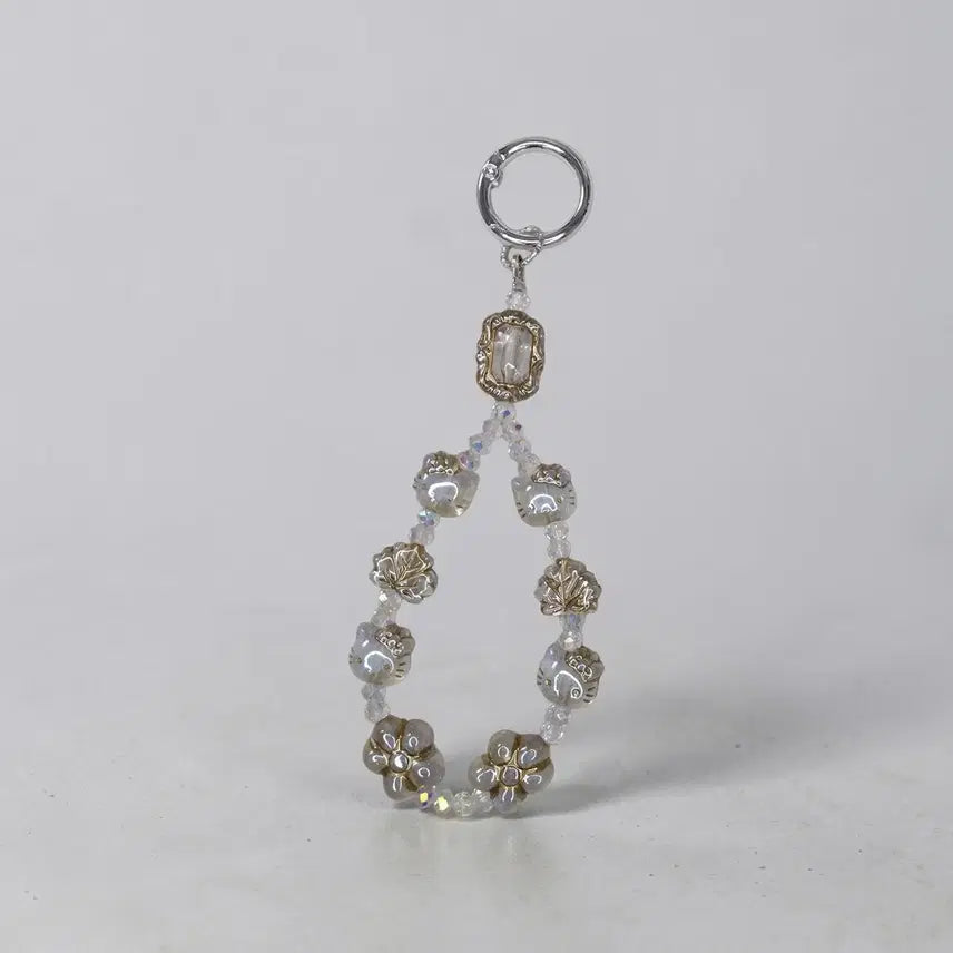 [BUNJANG] Handmade Moon Pearl Drop Keychain - Silver Version / [키링]핸드메이드 문펄 드롭 - 실버 버전