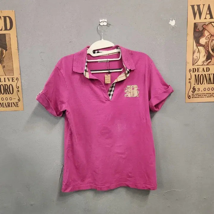 [BUNJANG] Burberry Pink Polo T-Shirt / 버버리 핑크색 여성 폴로 티셔츠