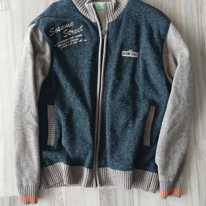 [BUNJANG] Sesame Street Colorblock Zip-Up Cardigan Jacket / 세서미(sesame) 스트리트 배색 집업 가디건 자켓 95