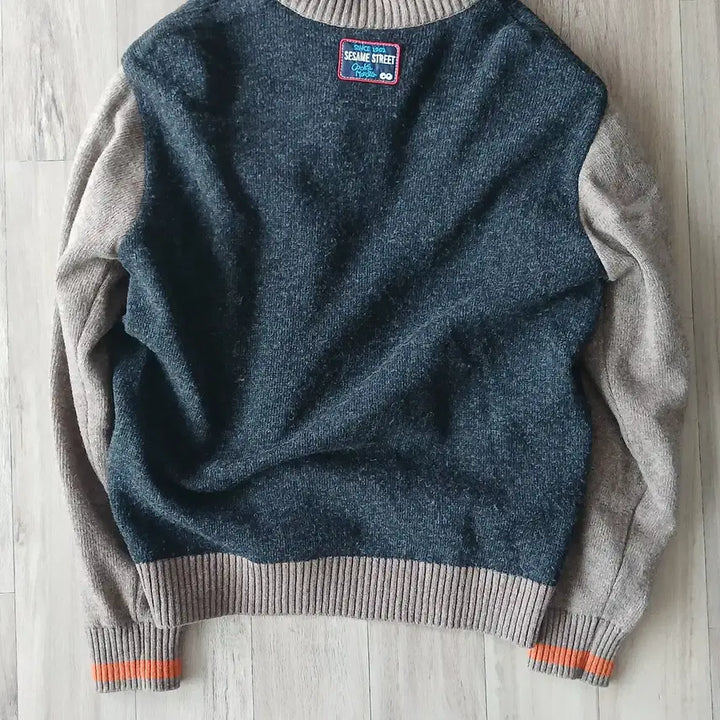 [BUNJANG] Sesame Street Colorblock Zip-Up Cardigan Jacket / 세서미(sesame) 스트리트 배색 집업 가디건 자켓 95