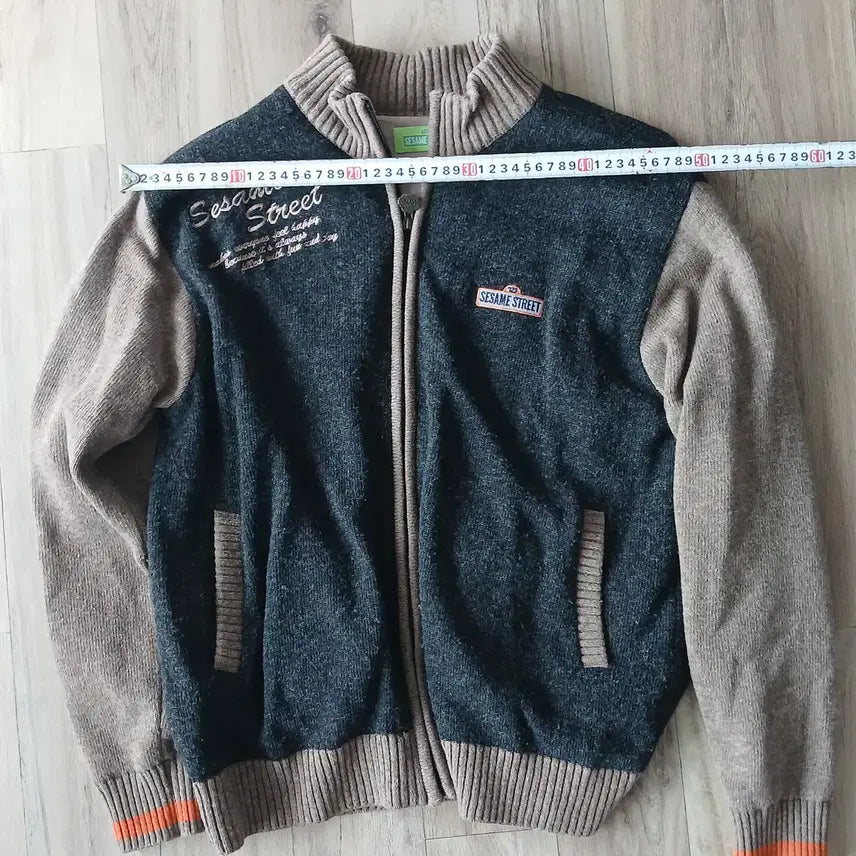 [BUNJANG] Sesame Street Colorblock Zip-Up Cardigan Jacket / 세서미(sesame) 스트리트 배색 집업 가디건 자켓 95