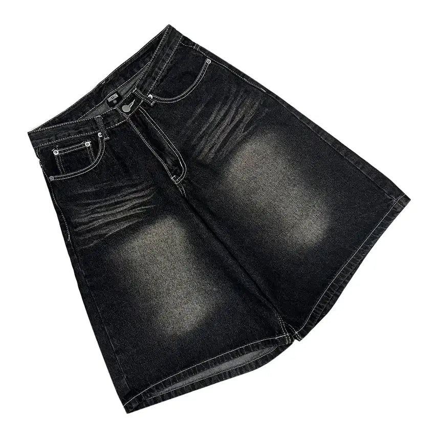 [BUNJANG] Trillion Cat Brush Washed Bermuda Denim Shorts M / 트릴리온 캣 브러쉬 워시드 버뮤다 데님 쇼츠 팬츠 반바지 M