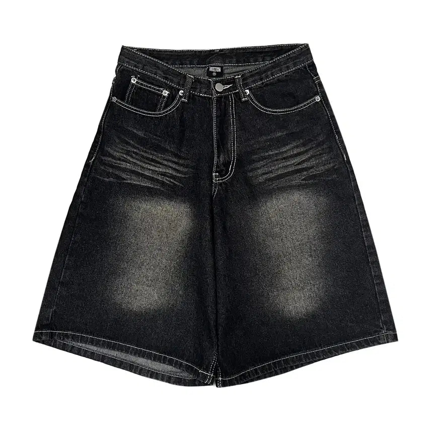 [BUNJANG] Trillion Cat Brush Washed Bermuda Denim Shorts M / 트릴리온 캣 브러쉬 워시드 버뮤다 데님 쇼츠 팬츠 반바지 M