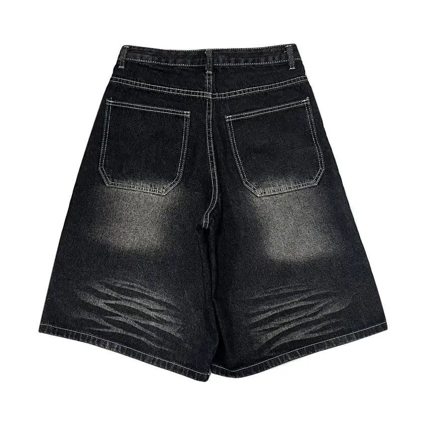 [BUNJANG] Trillion Cat Brush Washed Bermuda Denim Shorts M / 트릴리온 캣 브러쉬 워시드 버뮤다 데님 쇼츠 팬츠 반바지 M