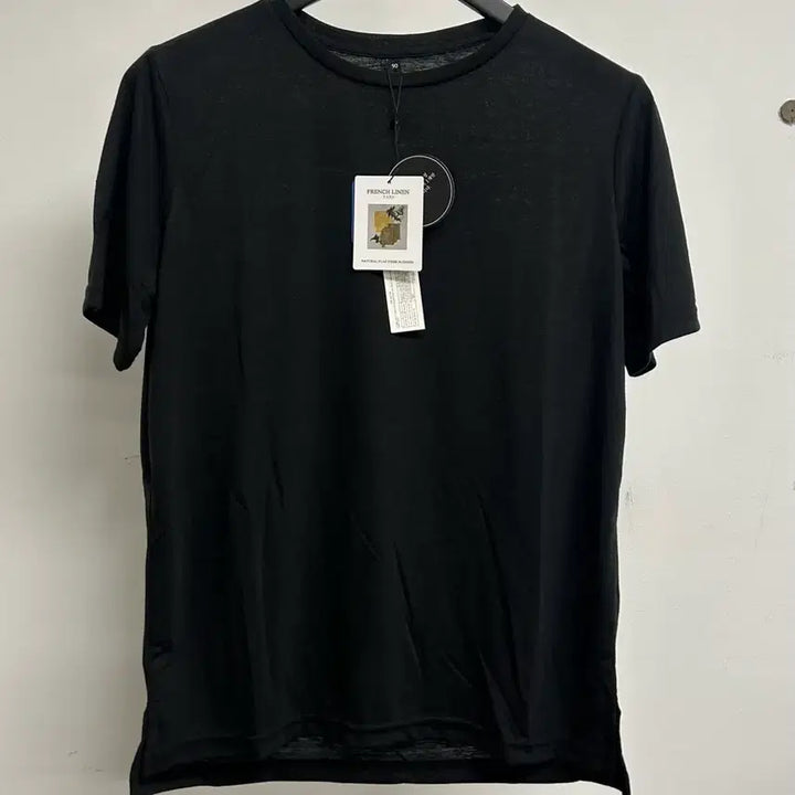 [BUNJANG] Flamingo Linen Blend Black Short Sleeve T-Shirt (M) / 플라밍고 리넨 블렌드 블랙 반팔 티셔츠 90(M)