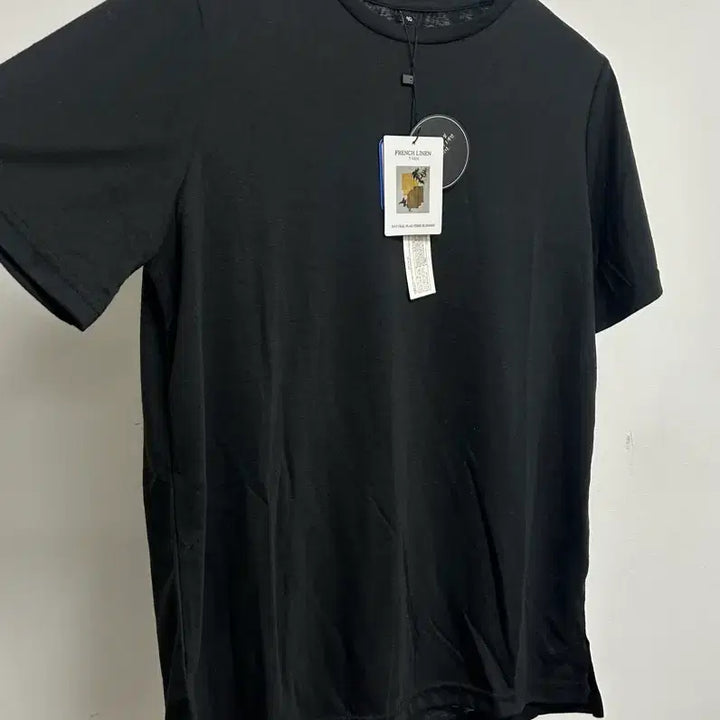 [BUNJANG] Flamingo Linen Blend Black Short Sleeve T-Shirt (M) / 플라밍고 리넨 블렌드 블랙 반팔 티셔츠 90(M)