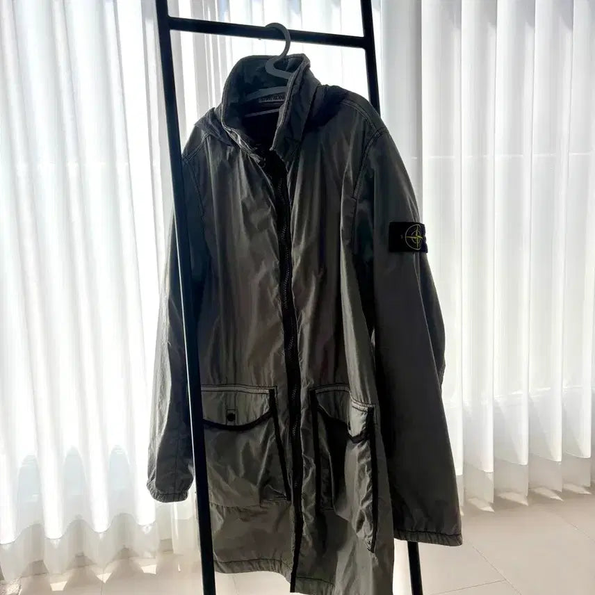 [BUNJANG] Stone Island Rami Flock Long Jacket - Size L / 백화점판) 스톤아일랜드 라미플록 롱자켓 L