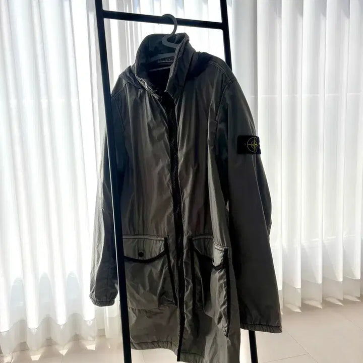 [BUNJANG] Stone Island Rami Flock Long Jacket - Size L / 백화점판) 스톤아일랜드 라미플록 롱자켓 L