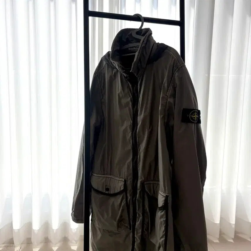 [BUNJANG] Stone Island Rami Flock Long Jacket - Size L / 백화점판) 스톤아일랜드 라미플록 롱자켓 L