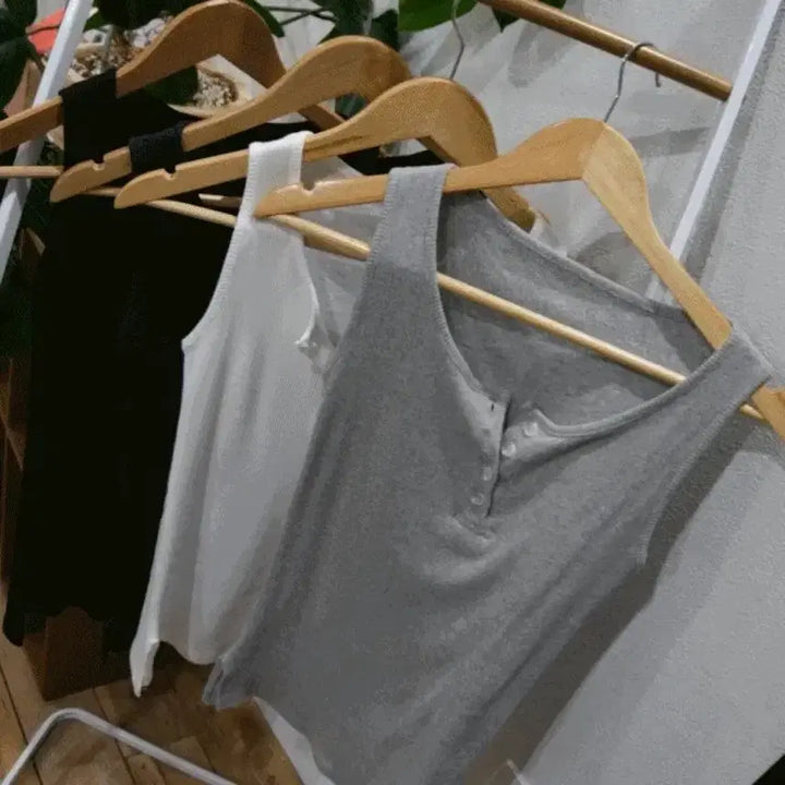 [BUNJANG] Morae House 4 Button Long Sleeveless Gray / 모래하우스 4 button long sleeveless 그레이
