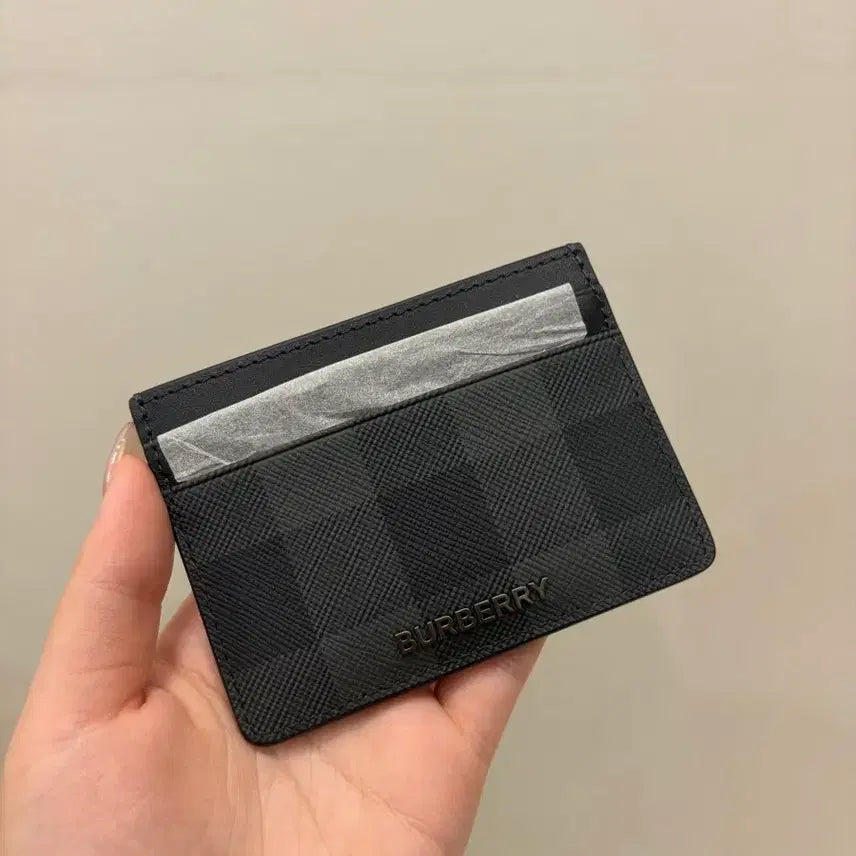 [BUNJANG] Burberry Check Leather Card Holder Black / 버버리 체크 레더 카드지갑 블랙
