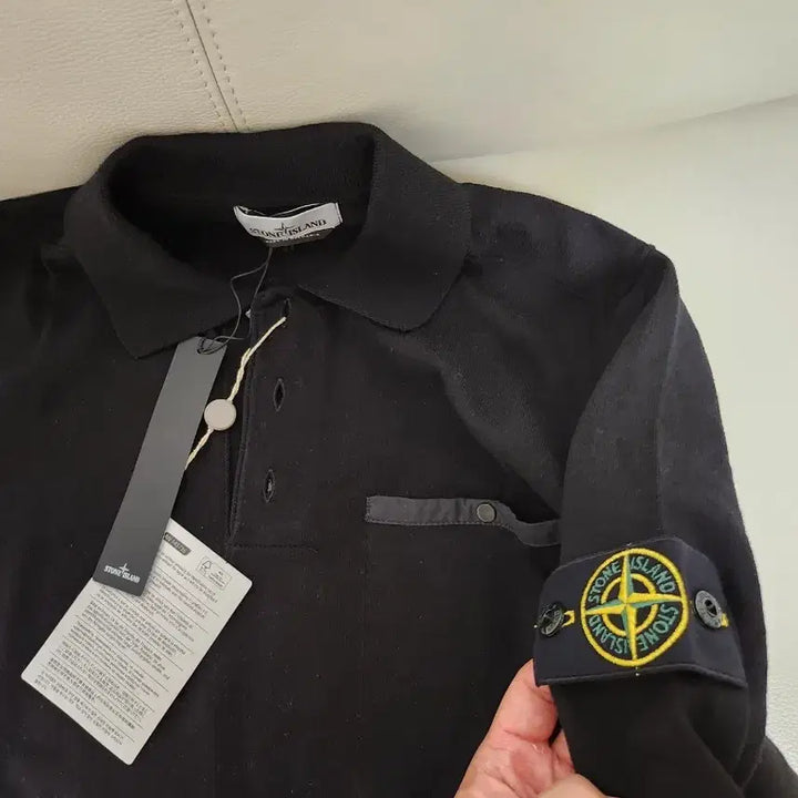 [BUNJANG] Stone Island Long Sleeve Polo Shirt Black XL / [택포함 새상품] 스톤아일랜드 롱슬리브 폴로 셔츠 (블랙, 105)