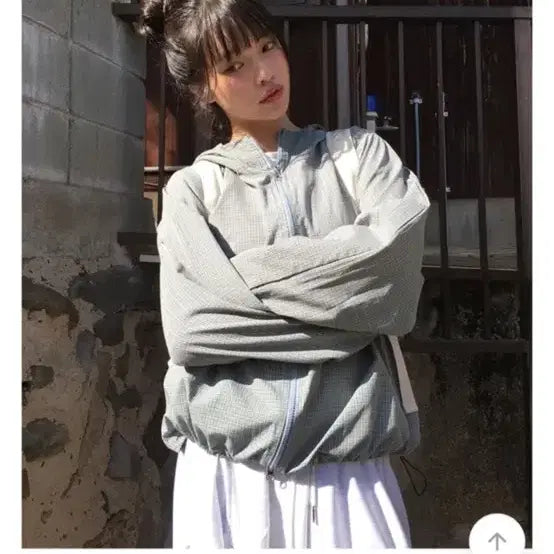 [BUNJANG] Aniwonmore Checkered Hooded Windbreaker / 애니원모어 체크후드바람막이 새상품