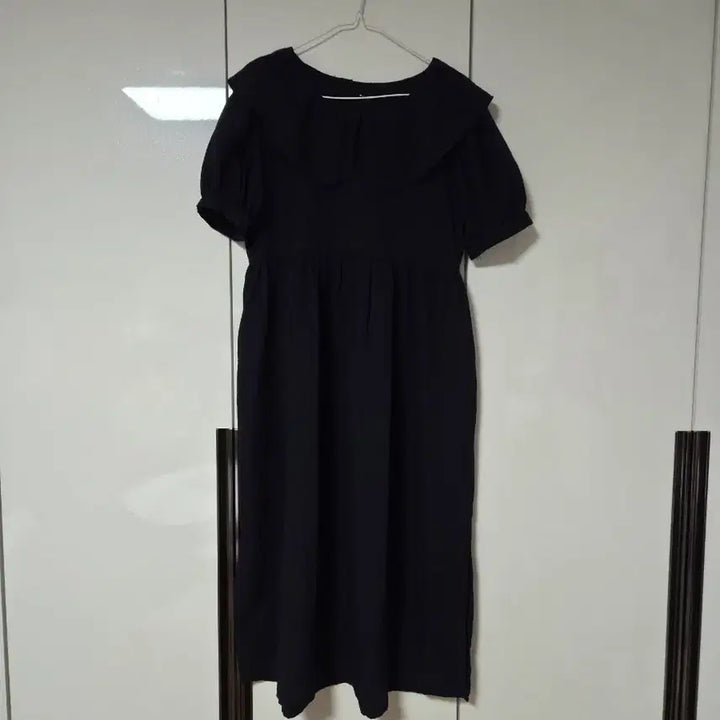 [BUNJANG] Lovely Big Collar Short Sleeve Long Dress / 러블리 빅카라 반팔 롱 원피스