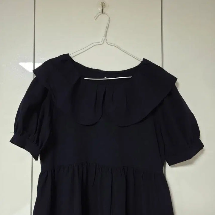 [BUNJANG] Lovely Big Collar Short Sleeve Long Dress / 러블리 빅카라 반팔 롱 원피스