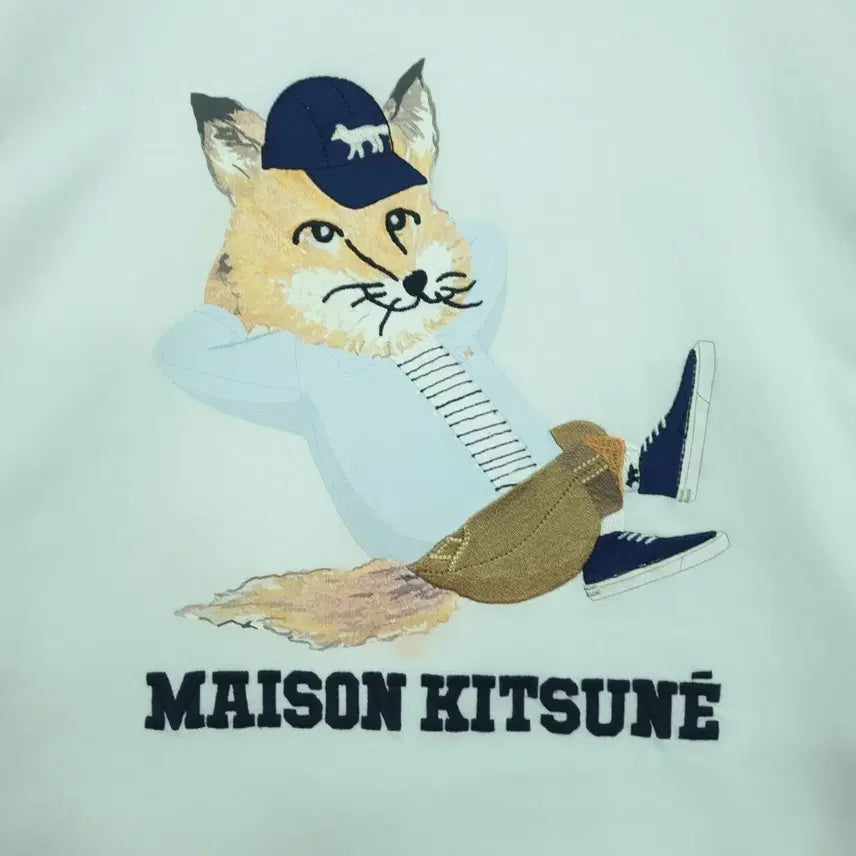 [BUNJANG] Maison Kitsuné Fox Printing Short Sleeve T-Shirt White / 메종키츠네 폭스 프린팅 반팔 티셔츠 화이트