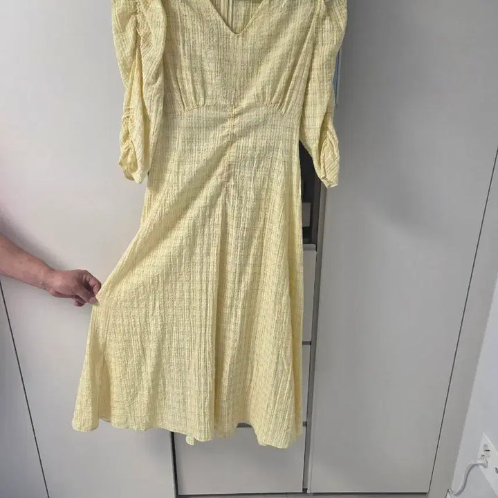 [BUNJANG] Yellow Puff Shirring Long Dress / 옐로우 퍼프 셔링 롱 원피스