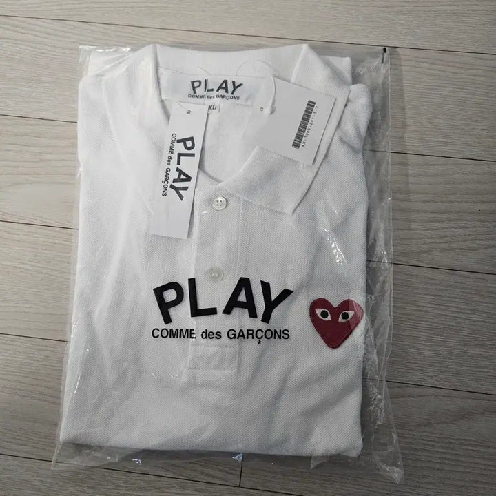 [BUNJANG] Comme des Garçons PLAY Short Sleeve Polo Shirt White/Black XL / 꼼데가르송 PLAY 흰색/검정 반팔 폴로티 새상품 XL