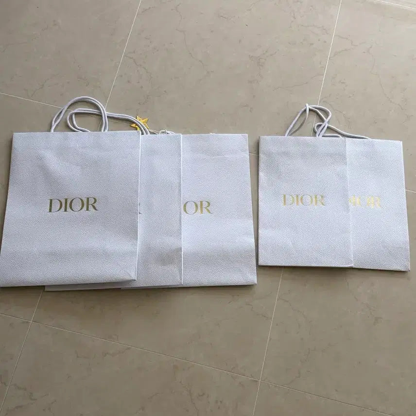 [BUNJANG] Dior White Paper Shopping Bags - Set of 5 / 디올 쇼핑백 화이트 Dior 종이가방