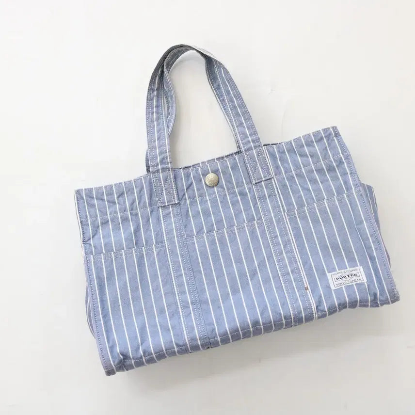[BUNJANG] PORTER Yoshida &amp; Co. 70th Anniversary Limited Edition Hickory Stripe Tote Bag / PORTER 요시다 포터 70주년 기념 한정판 히코리 스트라이프 토트백